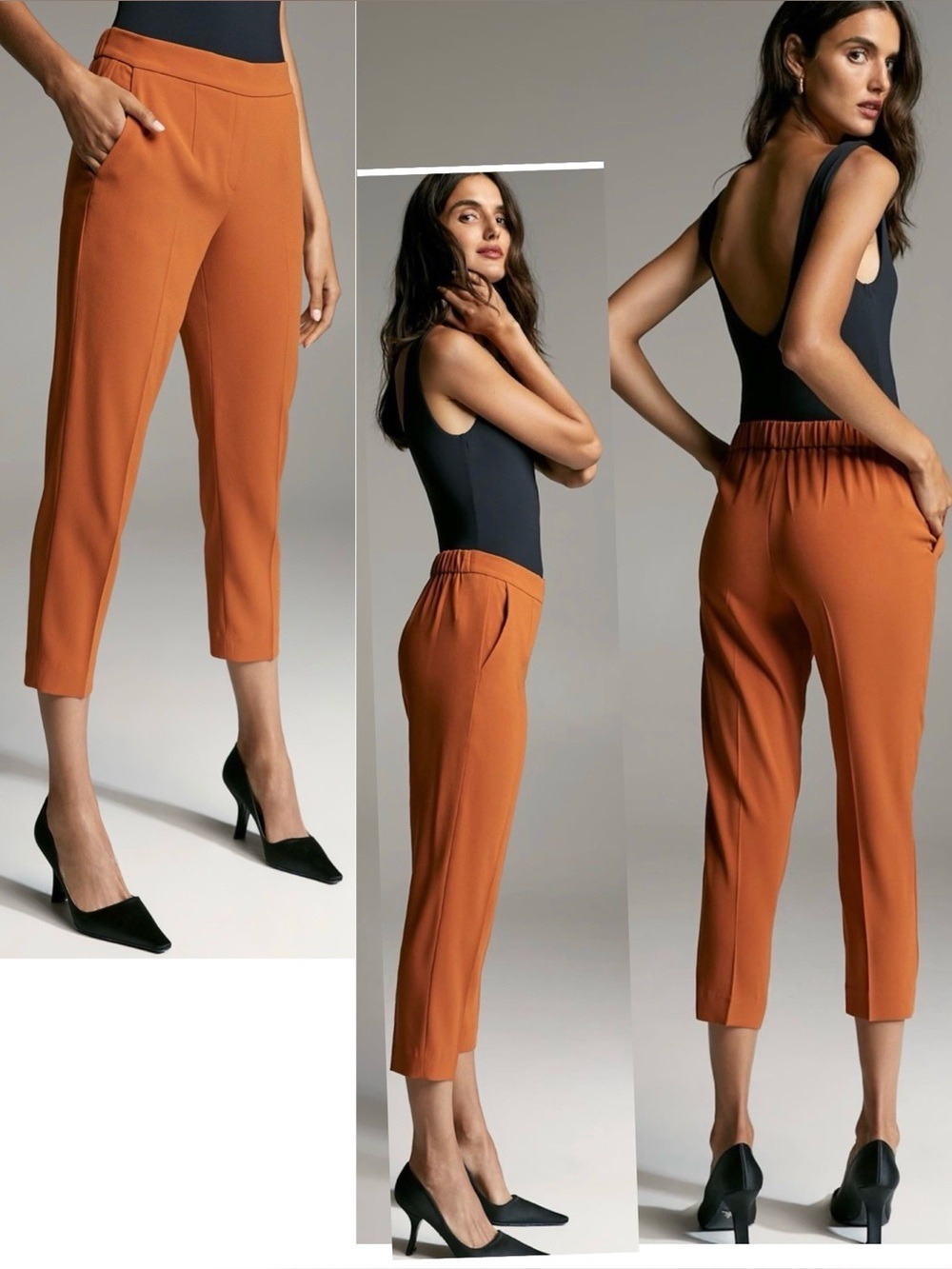 Aritzia Babaton cohen pants terracotta rust brown tapered ankle length 10